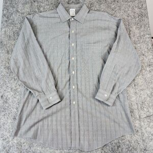 Brooks Brothers 1818 Regent Shirt Men 17-33 Gray Long Sleeve Button Supima Plaid
